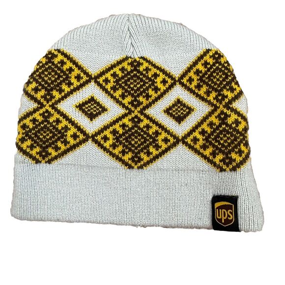 UPS Diamond Argyle Brown And Yellow Winter Beanie Hat - Picture 1 of 4